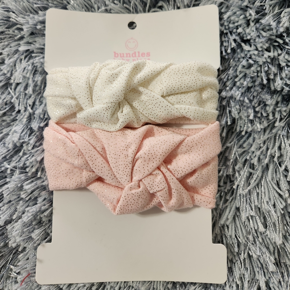 Bundles Baby Place Pink and White Knot Headbands